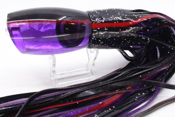Moyes Lures Purple MOP Black-Red Back Large Argus 14" 10oz Skirted Black/Purple – premium trolling lure for offshore big game fishing