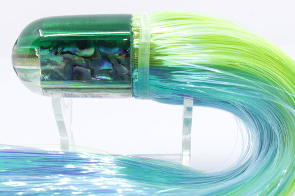 Marlin Magic Lures Paua Shell Green Back Jumbo AP Jet 9" 6oz Strobez Green-Ice Blue – premium trolling lure for offshore big game fishing
