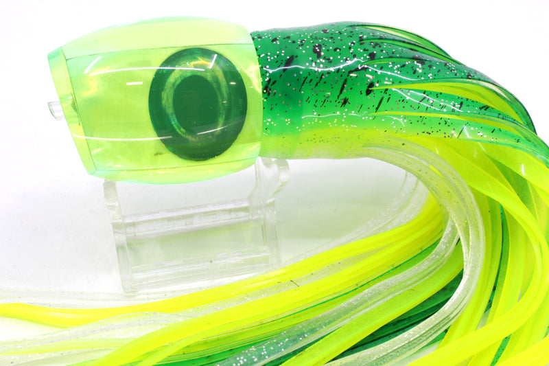 Moyes Lures Chartreuse MOP Taxi Eyes Medium Blaster 12" 8oz Skirted Green-Clear/Chartreuse