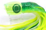 Moyes Lures Chartreuse MOP Taxi Eyes Medium Blaster 12" 8oz Skirted Green-Clear/Chartreuse