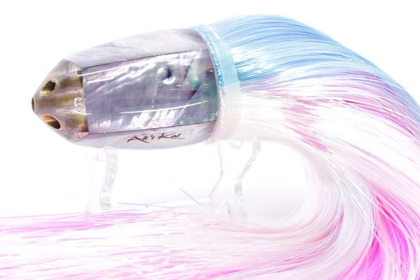 Ali'i Kai Lures Rainbow MOP UFO Jet 9"+ 6.5oz Strobez Ice Blue-White/Pink – premium trolling lure for offshore big game fishing