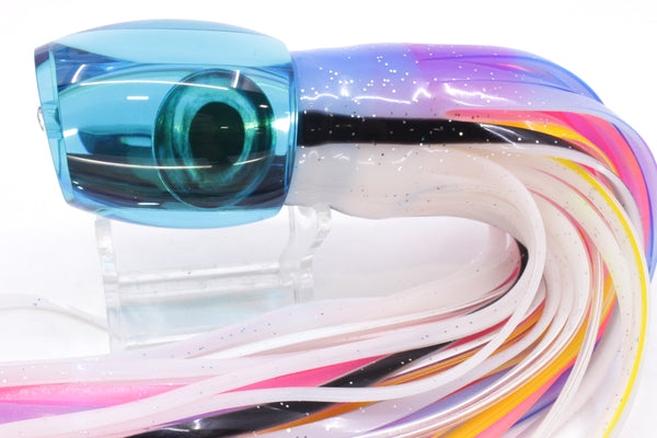 Moyes Lures Ice Blue Mirrored Taxi Eyes Medium Blaster 12" 8oz Skirted Gay Bob – premium trolling lure for offshore big game fishing
