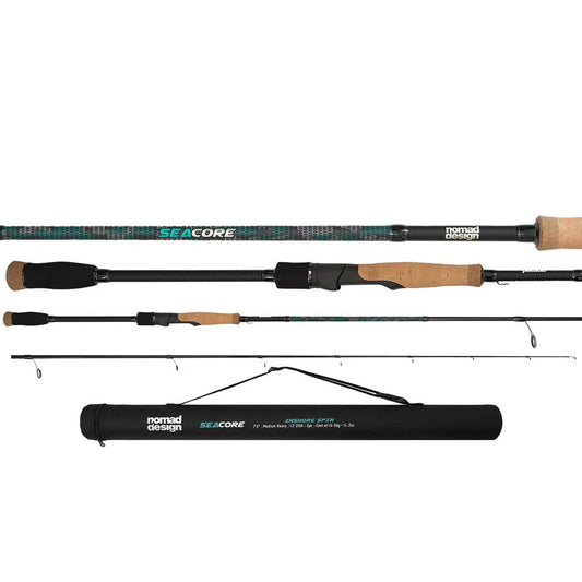 صنارة صيد دوارة من Nomad Design Seacore Inshore بطول 7 أقدام و2 بوصة، وزن 3-14 جرامًا 
