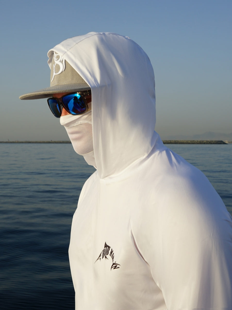 Bob Marlin Performance Hoody With Built-in Face Mask Natty King White (view 3 of 5)