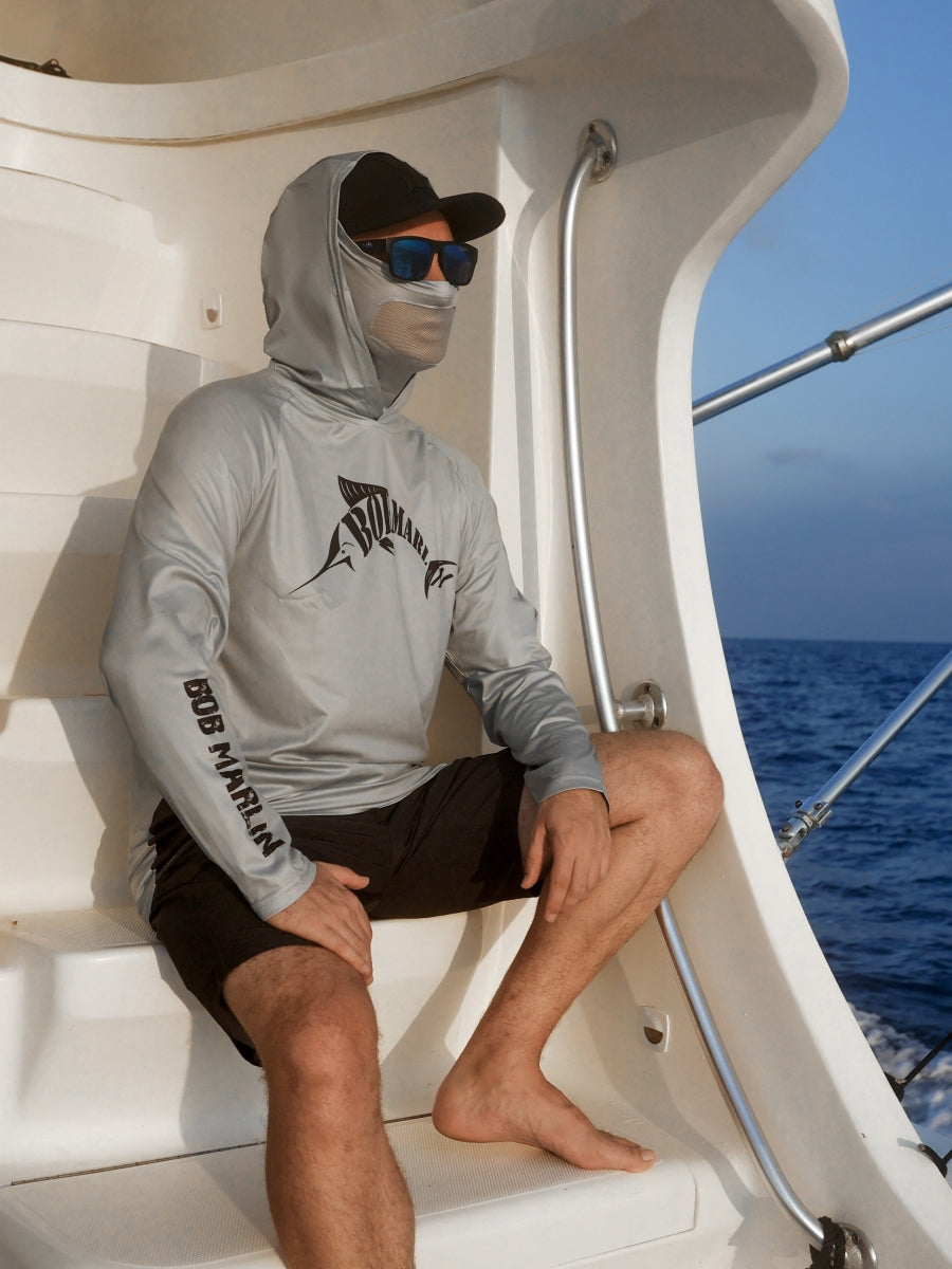 Bob Marlin Performance Hoody With Built-in Face Mask BM Grey (view 2 of 3)