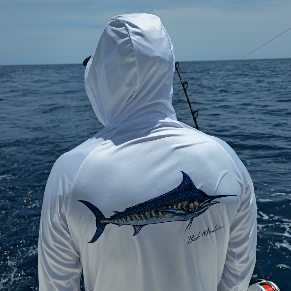 Bob Marlin Performance Hoody with Mask Natty Marlin White