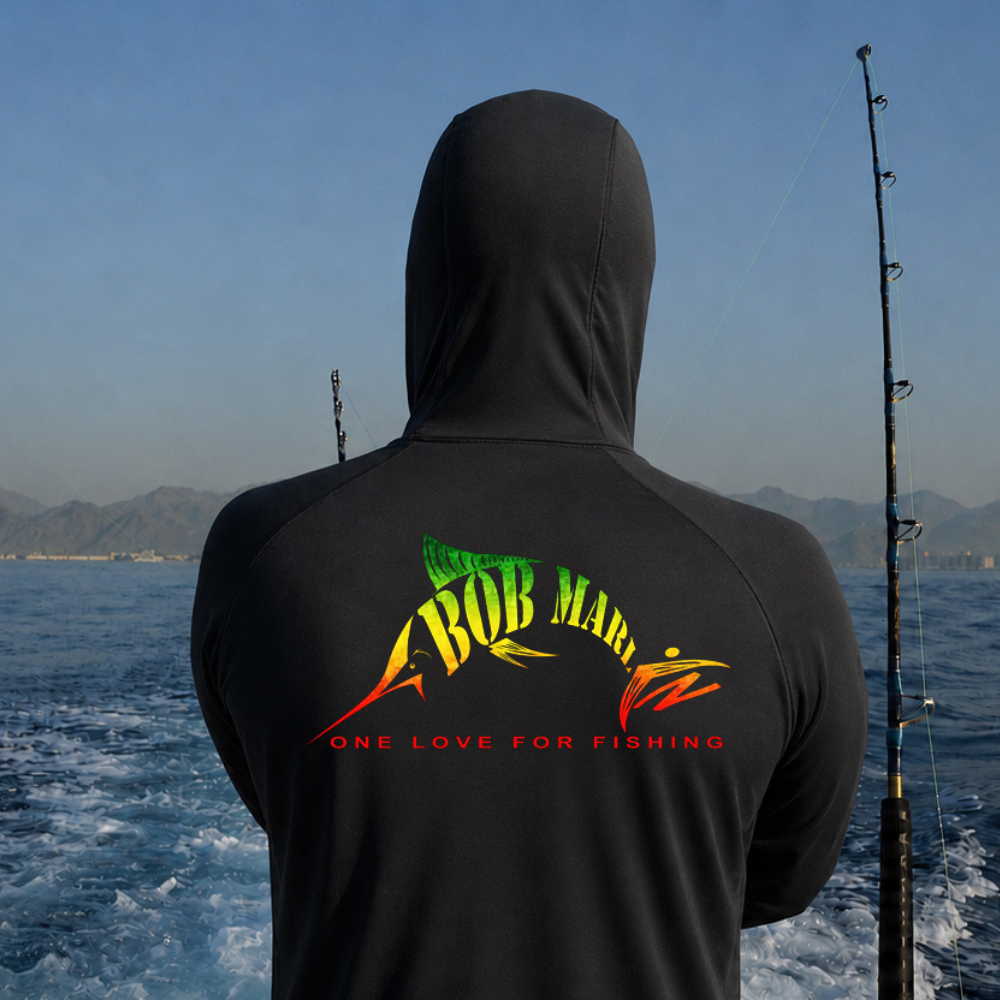 Bob Marlin Performance Hoody One Love For Fishing Black