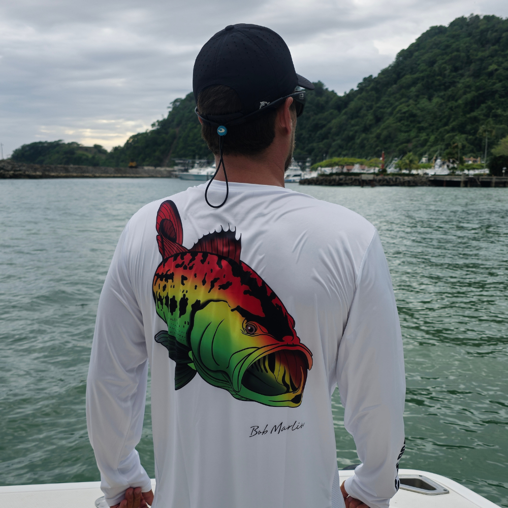 Bob Marlin Performance Shirt Rasta Bass White