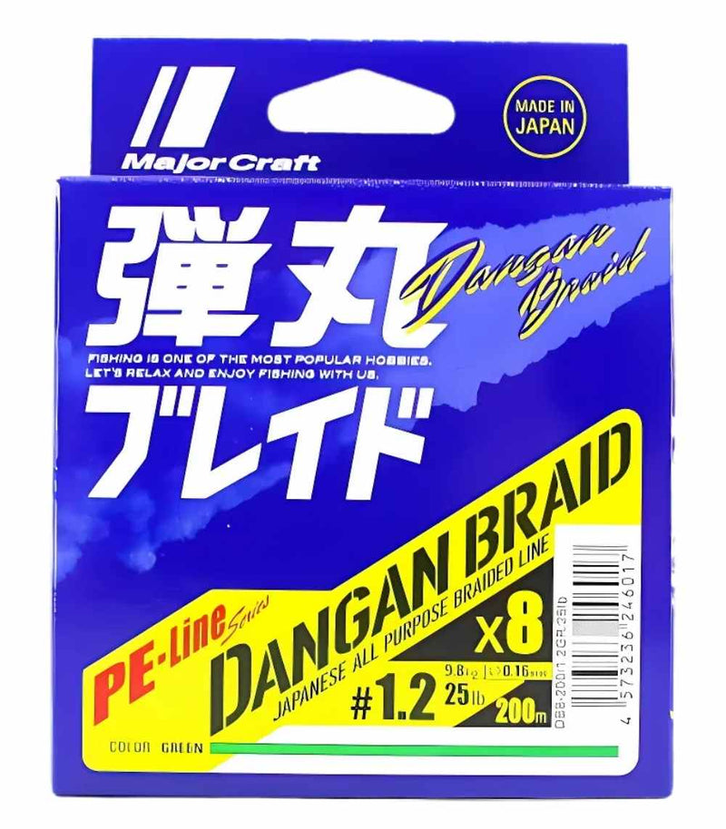 Major Craft Dangan X8 Braided Fishing Line 200m - PE 0.8 (15 lb)