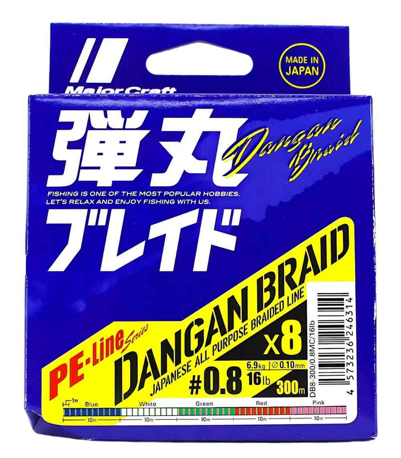 Major Craft Dangan X8 Braided PE Fishing Line 300m - PE 0.8(16 lb)