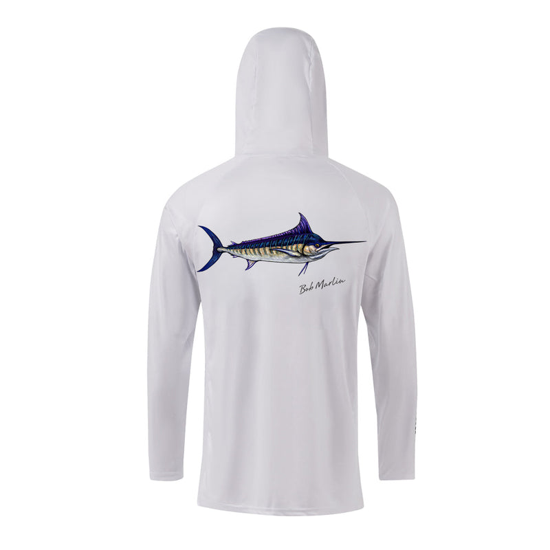 Bob Marlin Performance Hoody with Mask Natty Marlin White