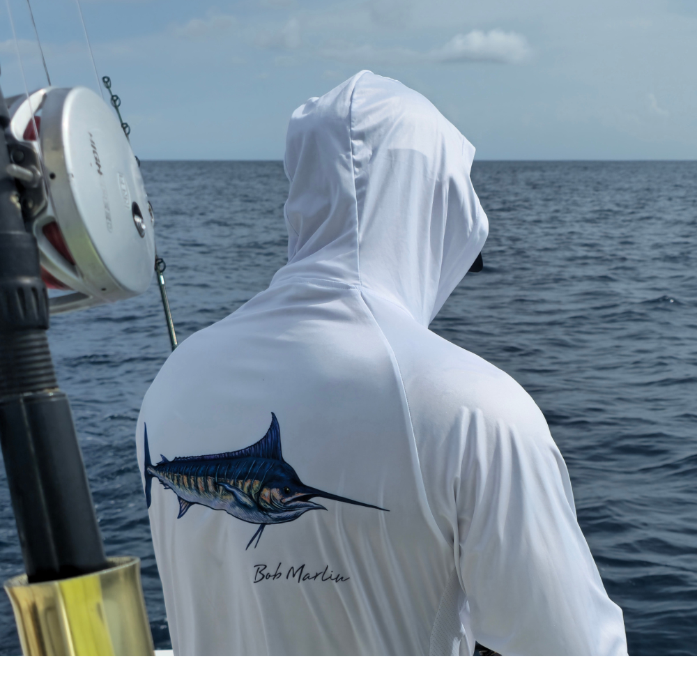 Bob Marlin Performance Hoody with Mask Natty Marlin White