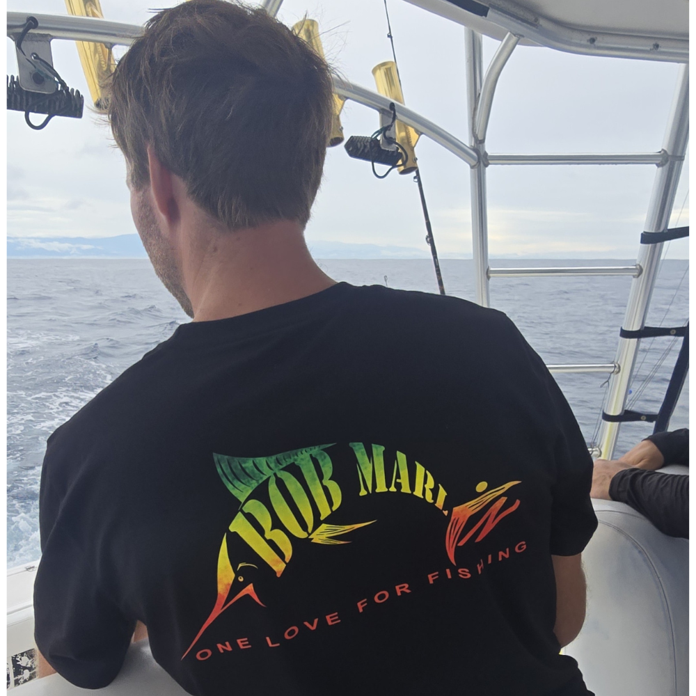Bob Marlin T-Shirt One Love for Fishing Black