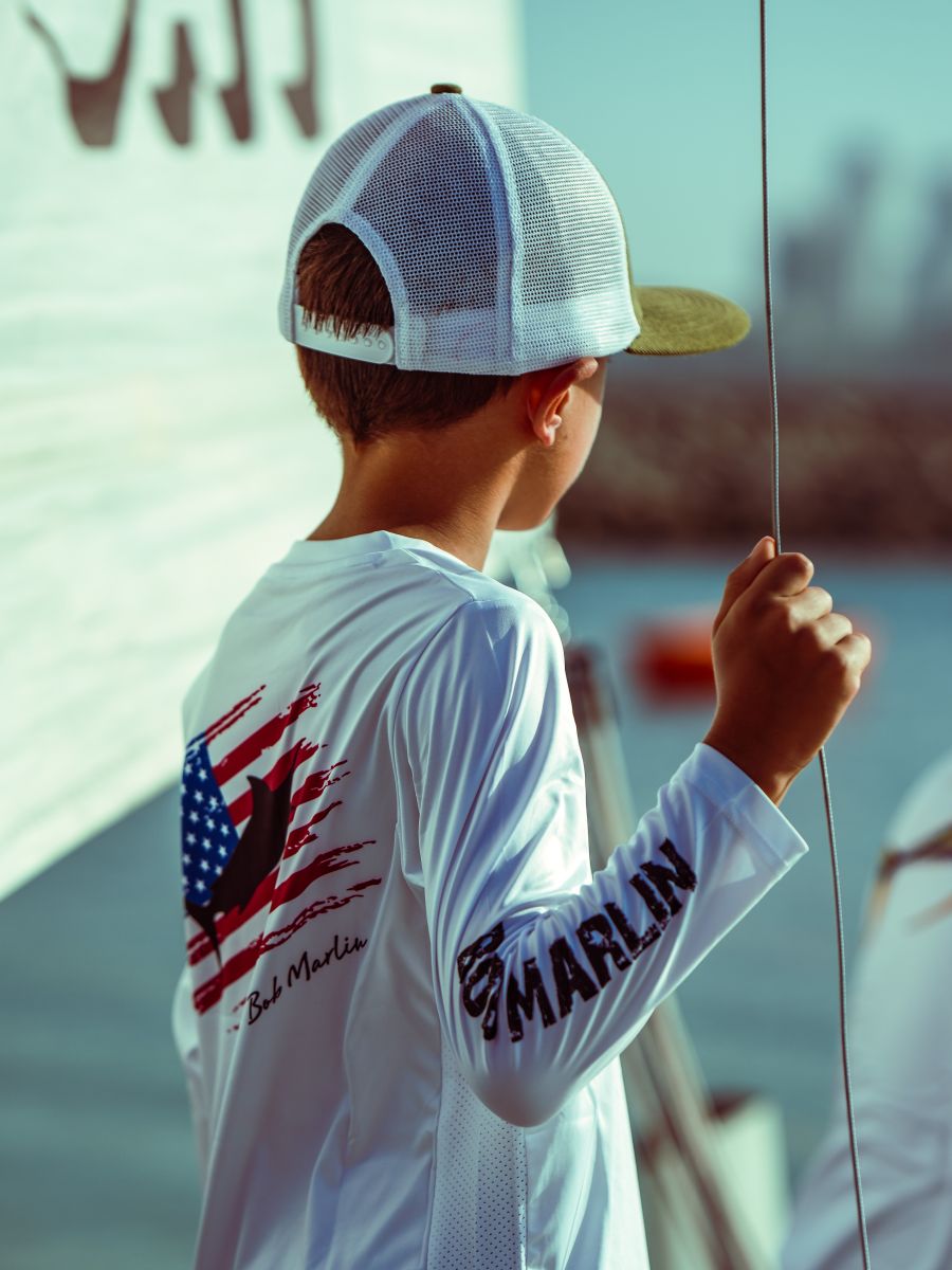 Bob Marlin Performance Shirt USA Marlin White - Youth (view 3 of 10)