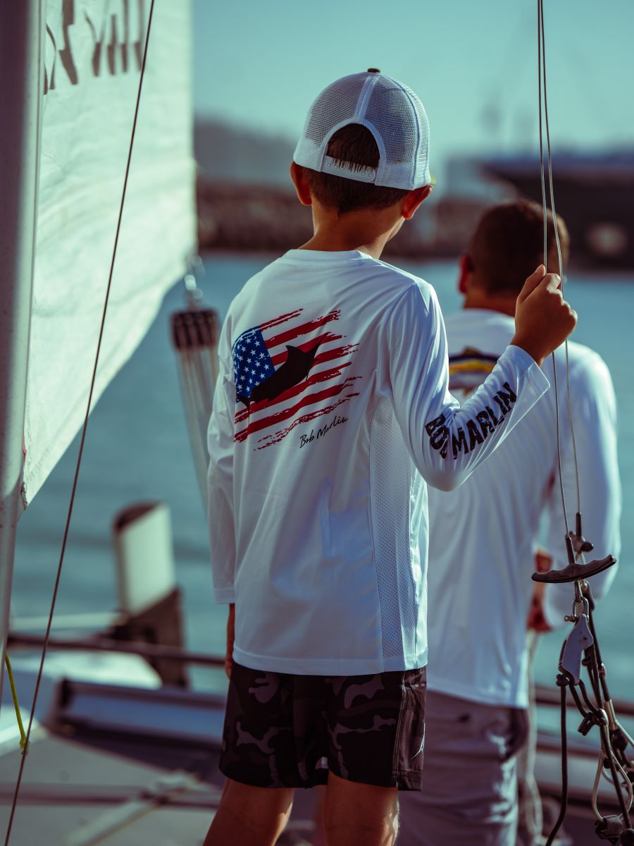 Bob Marlin Performance Shirt USA Marlin White - Youth (view 10 of 10)