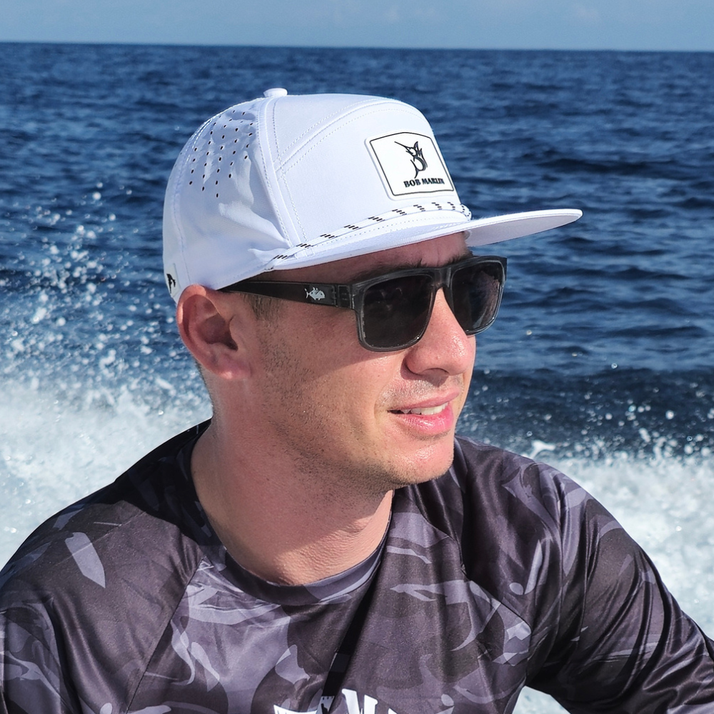 Bob Marlin Performance Snapback Hat White