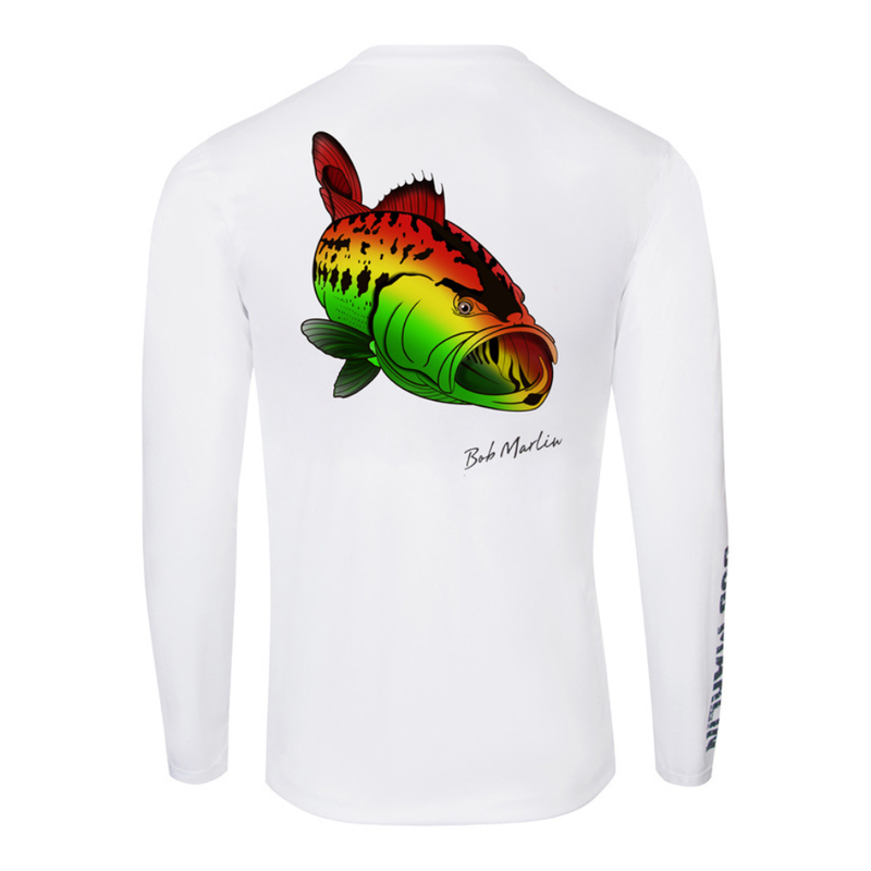 Bob Marlin Performance Shirt Rasta Bass White