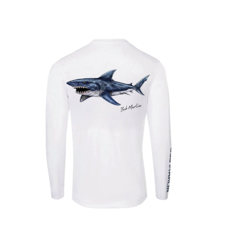 Bob Marlin Performance Shirt Natty Shark White - Youth