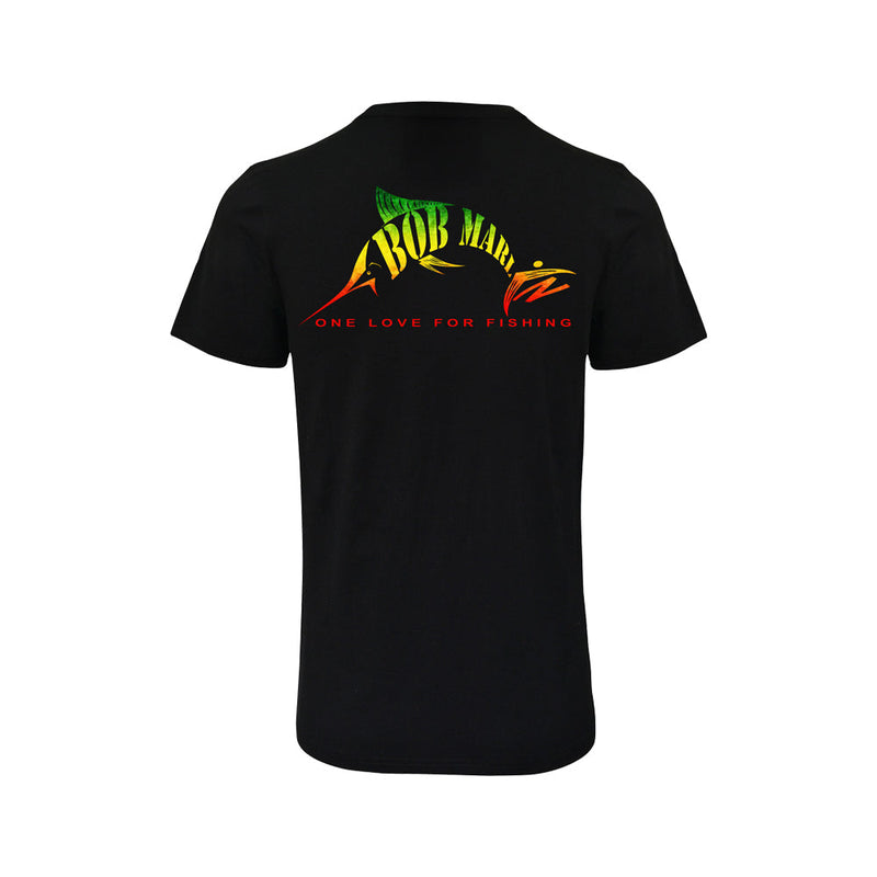 Bob Marlin T-Shirt One Love for Fishing Black
