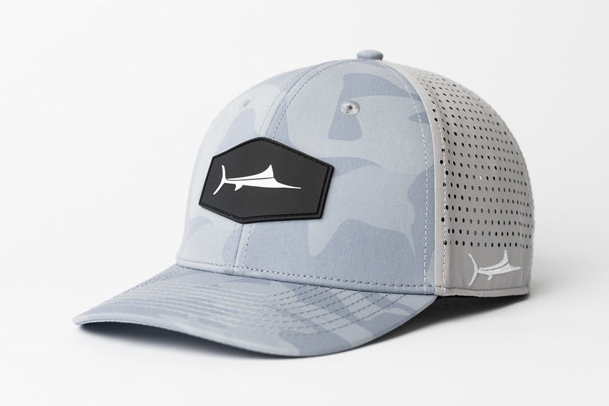 BIllFishGear: Blue Marlin 3D Patch Hat Grey Camo