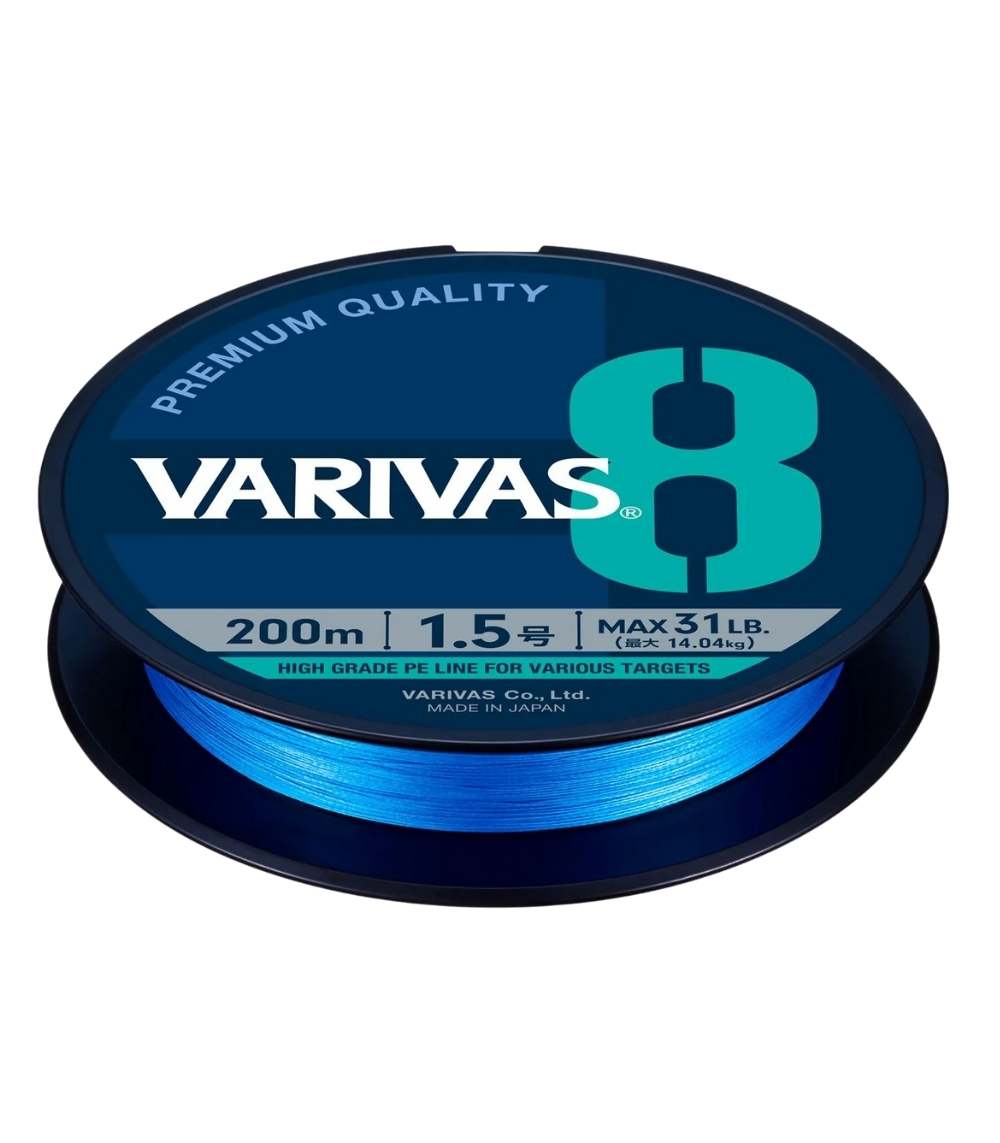 Varivas 8 Ocean Blue – 8-Strand PE 200m Braided Fishing Line - PE 1.2 (23 lb)