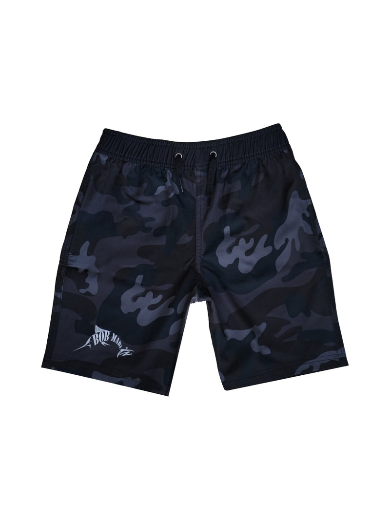 Bob Marlin Board Shorts Bob Camo Black - Youth - YXS