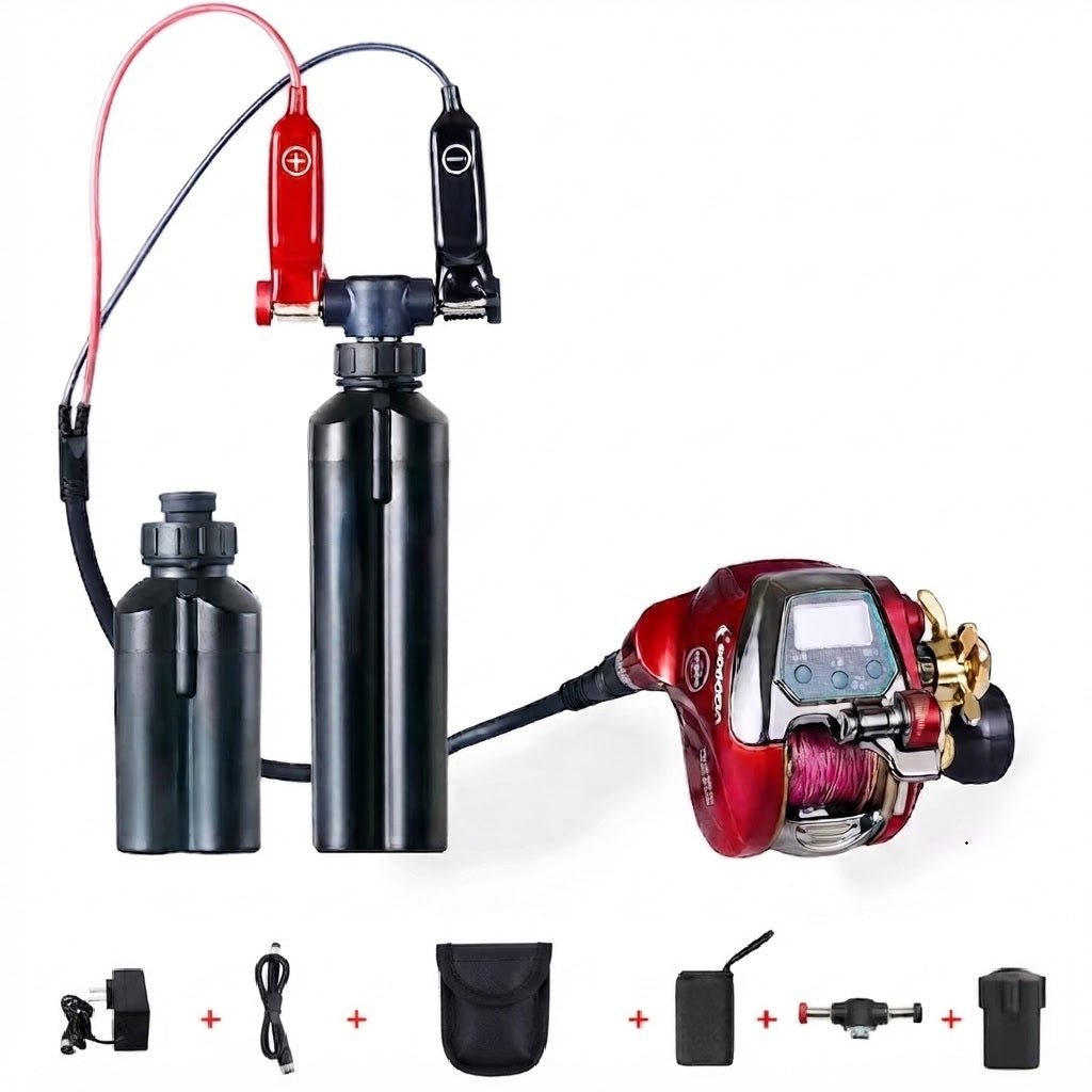 Electric Fishing Reel Battery Pack 14.8V Lithium Battery with Charger & Carry Bag