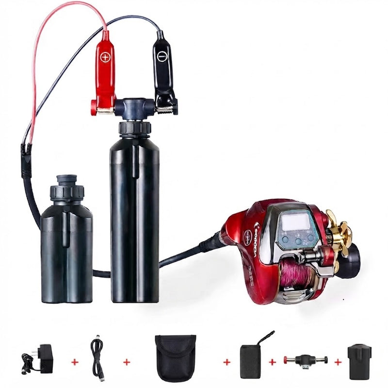 Electric Fishing Reel Battery Pack 14.8V Lithium Battery with Charger & Carry Bag