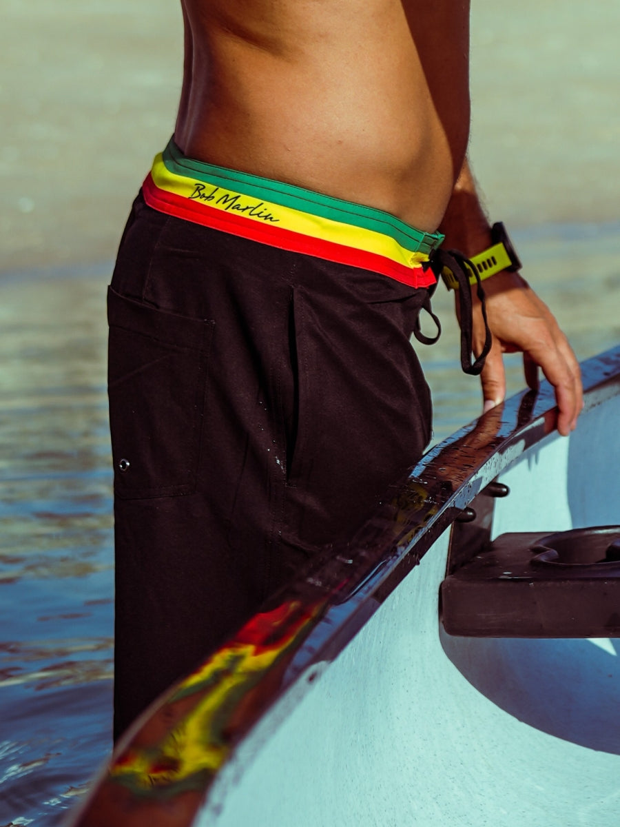 Bob Marlin Board Shorts Black Rasta - 32