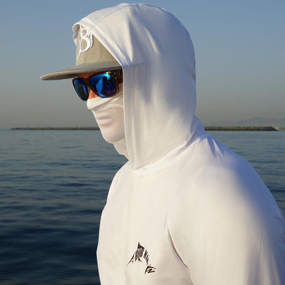 Bob Marlin Performance Hoody With Built-in Face Mask Natty Tuna White (view 4 of 5)