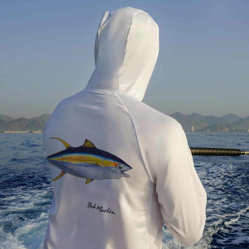 Bob Marlin Performance Hoody With Built-in Face Mask Natty Tuna White (view 2 of 5)