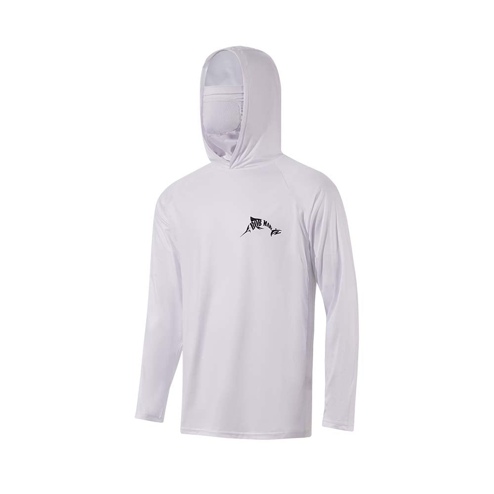 Bob Marlin Performance Hoody With Built-in Face Mask Natty Tuna White - XXL