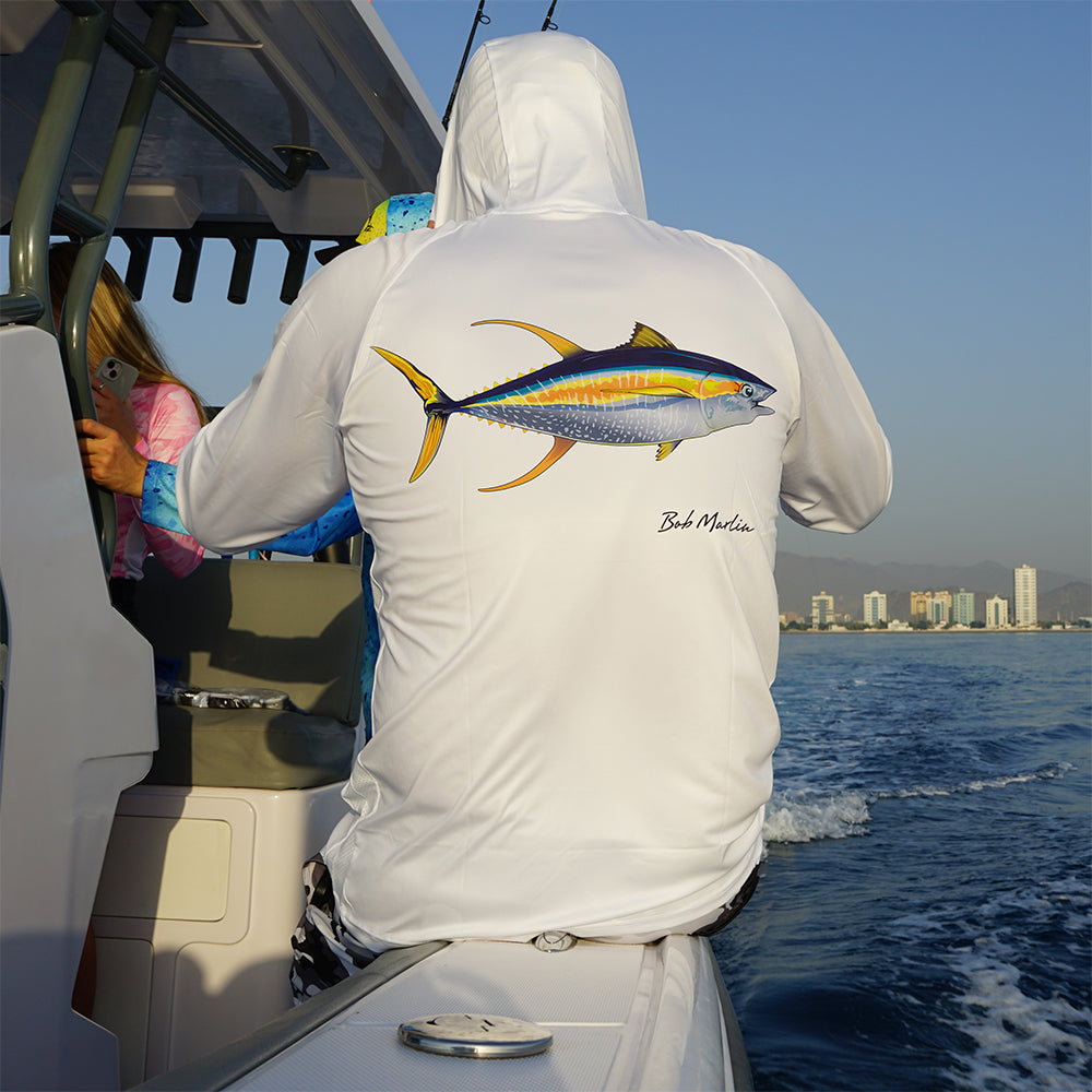 Bob Marlin Performance Hoody With Built-in Face Mask Natty Tuna White (view 5 of 5)